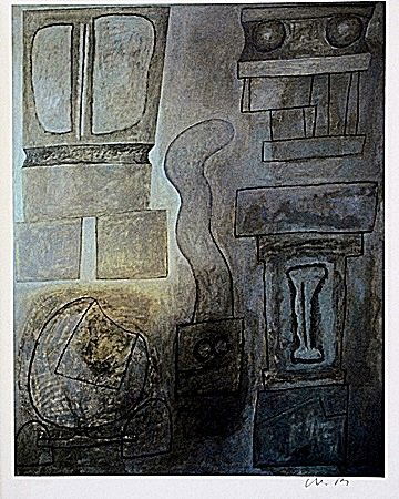 Offset Lithograph by artist William Brice (62WB): Offset Lithograph in the manner of William Brice bearing the signature, titled "Untitled" comes with certificate of authenticity, framing available at an additional charge.