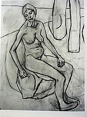 Offset Lithograph by artist William Brice (29WB): Offset Lithograph in the manner of William Brice bearing the signature, titled "Seated Figure" comes with certificate of authenticity, framing available at an additional charge.