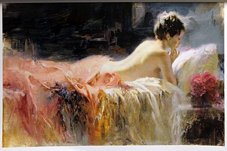 Giclee on Paper After Pino Daeni (63E): Giclee on Paper After Pino Daeni, signed, size approx. 13 x 19 in. Pino Daeni (November 8, 1939 – May 25, 2010) was an Italian-American book illustrator and artist. He is known for his style of fe
