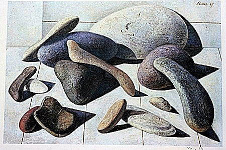 Offset Lithograph by artist William Brice (7WB): Offset Lithograph in the manner of William Brice bearing the signature, titled "Rock Composition III" comes with certificate of authenticity, framing available at an additional charge.