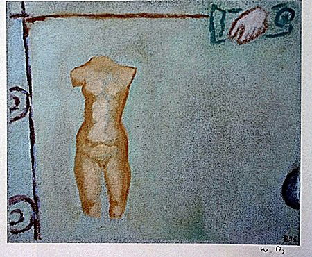 Offset Lithograph by artist William Brice (18WB): Offset Lithograph in the manner of William Brice bearing the signature, titled "Untitled" comes with certificate of authenticity, framing available at an additional charge.