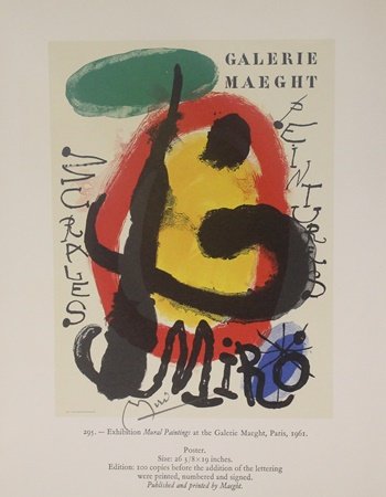 Print "Gallerie Maeght" by Joan Miro (193ZM): Print "Gallerie Maeght" by Joan Miro (193ZM) signed, size approx. 12 x 10 in. Joan Miro, (04/20/1893 - 12/25/1973) Was Catalan Spanish Painter, Sculptor and ceramicist born in Barcelona. He has been a