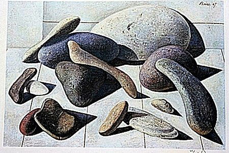 Offset Lithograph by artist William Brice (7WB): Offset Lithograph in the manner of William Brice bearing the signature, titled "Rock Composition III" comes with certificate of authenticity, framing available at an additional charge.