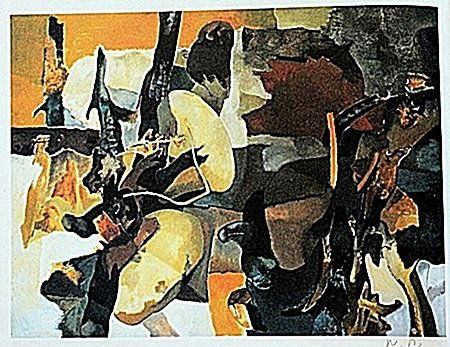 Offset Lithograph by artist William Brice (11WB): Offset Lithograph in the manner of William Brice bearing the signature, titled "Parched Land" comes with certificate of authenticity, framing available at an additional charge.