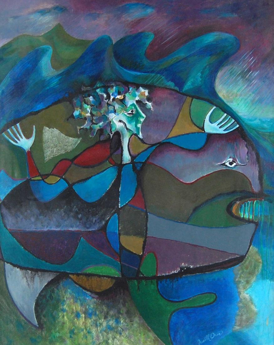 Judith Oren Surreal "Jonah" Abstract Fantasy Acrylic (1 of 6)
