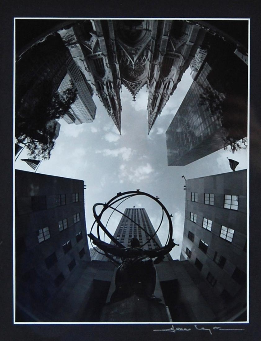 Contemporary Fish Eye City Building Black & White Photo: Signed Fish Eye City Building Black and white Photograph Medium: Black and White Photogr