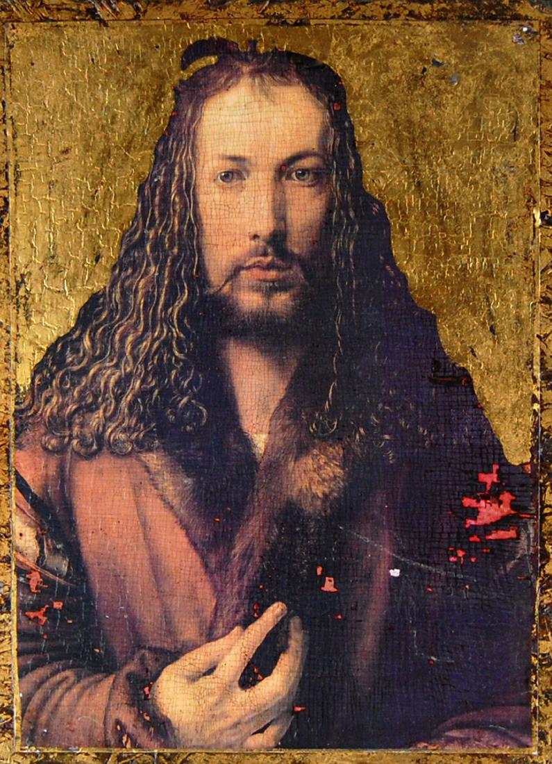 Krebs "German Durer Self Portrait " Realism Painting: Signed Krebs, Durer Self Portrait Paint on Wood unknown year. Medium: paint on wood.