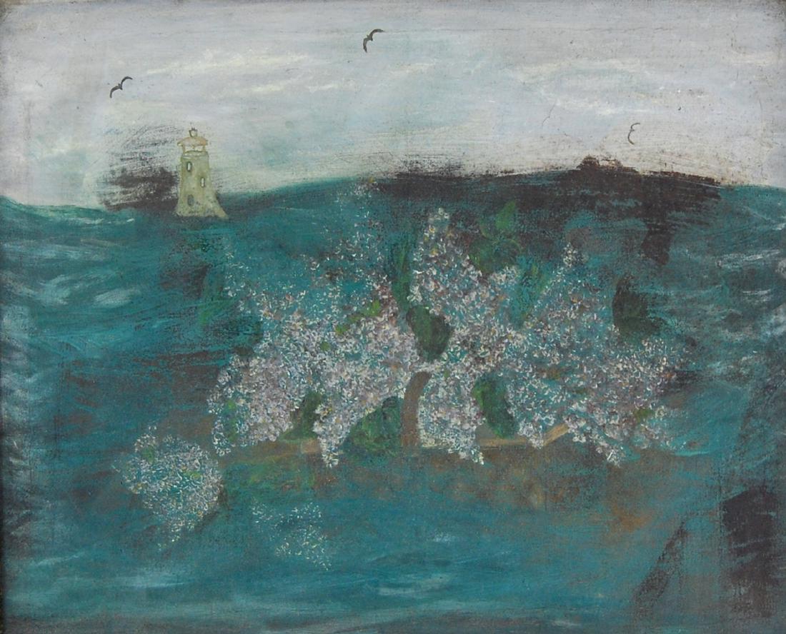 Old Abstract Surreal Lighthouse By The Blue Sea Oil (1 of 5)