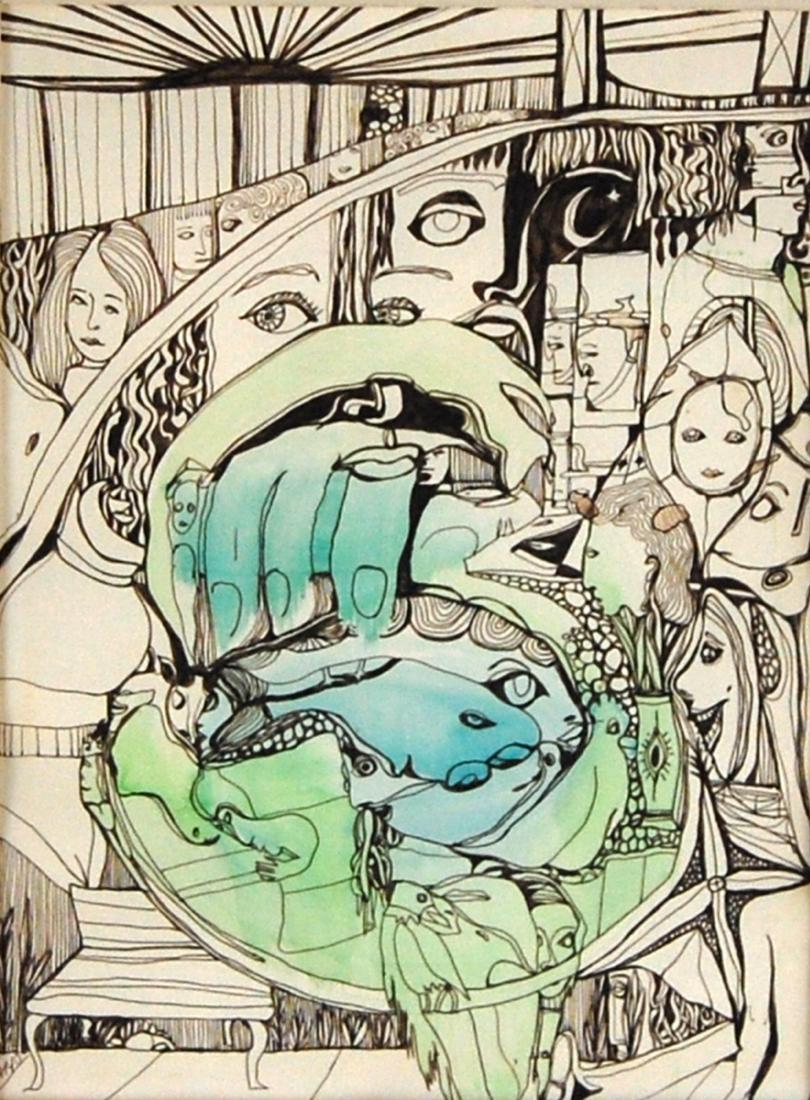 Camo Surreal Psychedelic Watercolor & Ink Abstract (1 of 7)