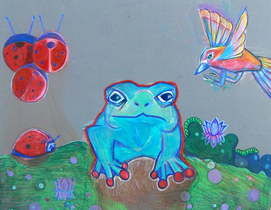 Tree Frog in the Rainforest Surreal Contemporary Pastel: Tree Frog in the Rainforest Surreal Contemporary Pastel Medium: Pastel on Art Board.