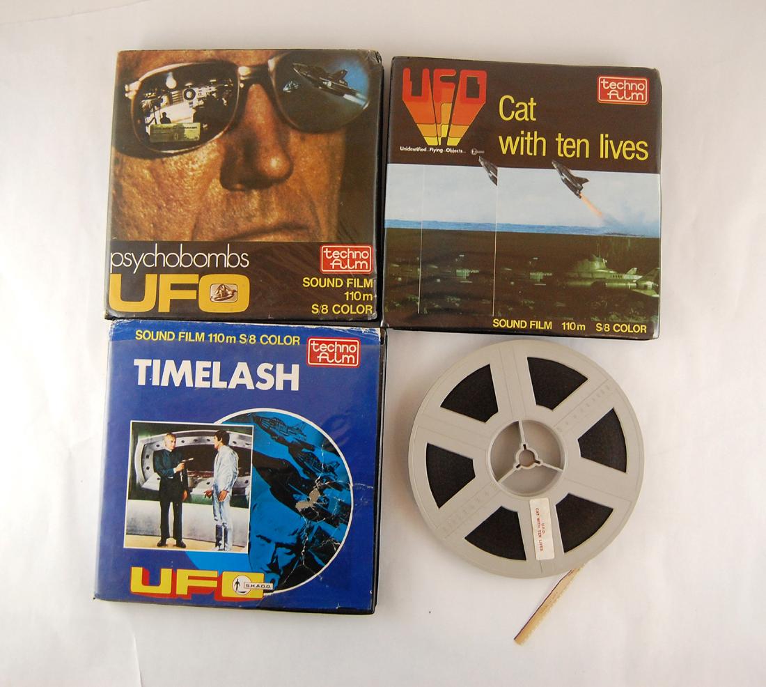 3 110mm Films Science Fiction TV Show UFO: Lot of 3 110mm Films of the TV show UFO, Timelash, Psychobombs and Cat with Ten Lives. Show UFO: In the year