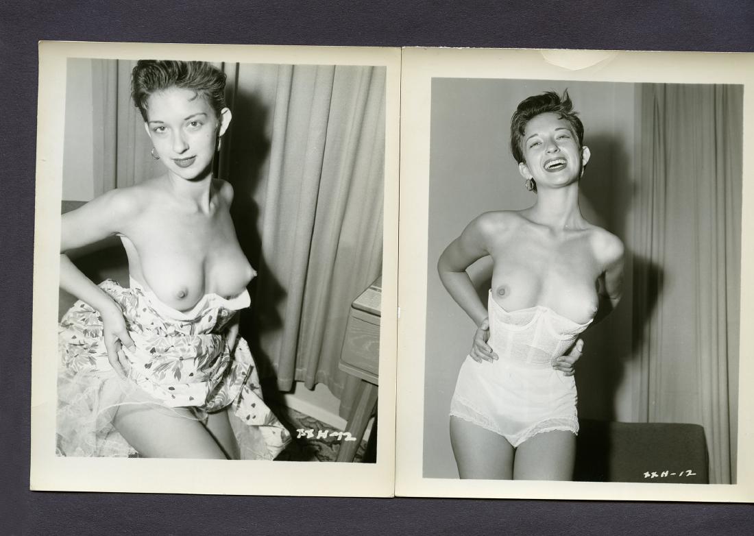 2 1950s-1960s Nude Brunette Pin-up Harrison Marks: 2 Original 1950's to 1960's Cheesecake Pin up of a short haired Nude Brunette Photographs by Harrison Marks (A) Pin Up: