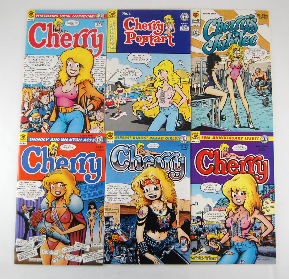 6 Cherry Girl Adult Nude Erotic Comics: Lot of 6 Cherry Adult Erotic Comics issues No. 1, No. 4, No. 6, No. 10, No.14 and No. 15. Medium:<