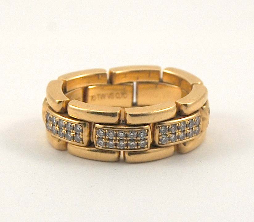 Furrer Jacot 18k Gold Chain Link Diamond Flex Ring (1 of 5)
