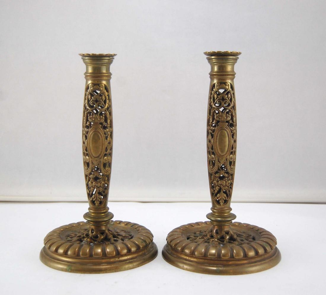 2 Metal Brass Floral Design Candle Stick Holders (1 of 7)
