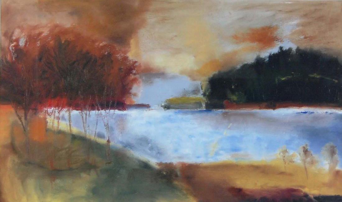 Autumn Lake Landscape Impressionist Art Print (1 of 3)