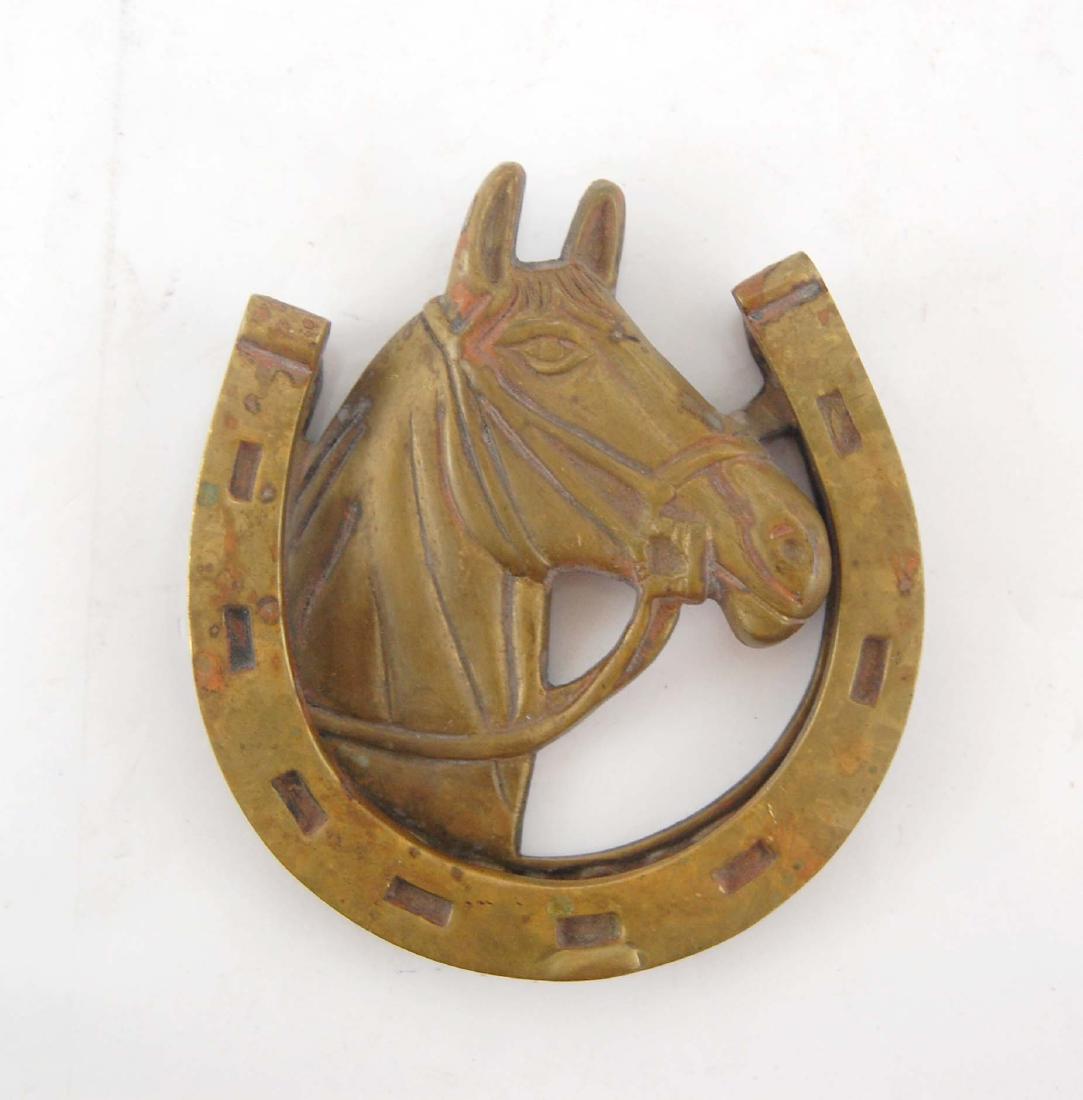 Brass Horse & Horseshoe Door Knocker (1 of 2)
