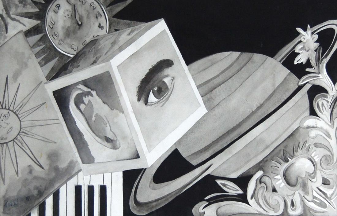 Surreal Contemporary Eyes On Planet Saturn Water & Ink (1 of 2)