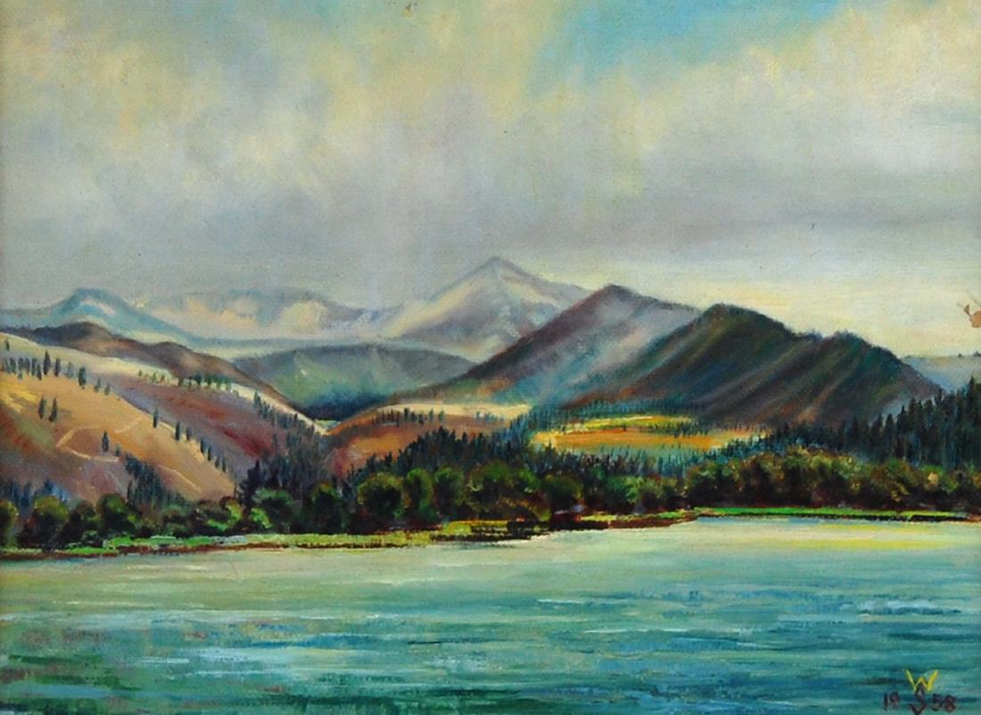 1950's Summer Mountain Landscape Contemporary Oil Paint (1 of 2)