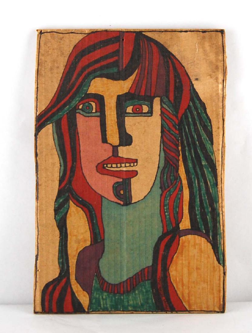 Anna Thornhill Woman Portrait Marker Drawing: Anna Thornhill Woman Portrait Marker Drawing, 1977 Artist: Anna Thornhill enjoys creating images of women be