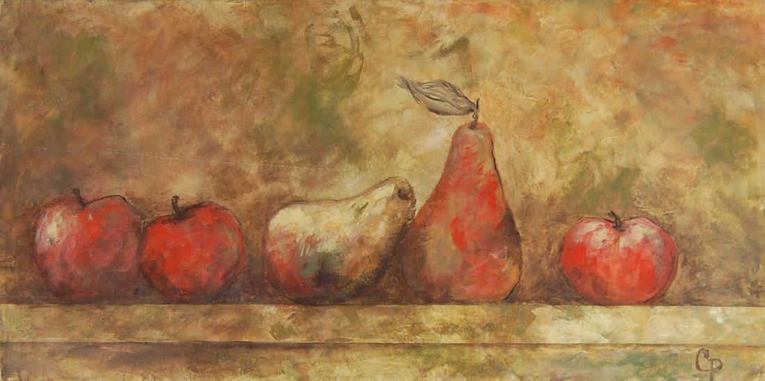 CP Still Life Fruit Apples And Pears Arcylic Painting (1 of 7)