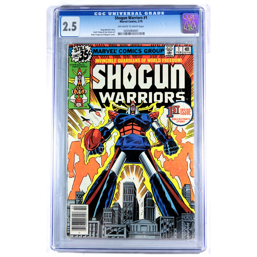 Shogun Warrior #1 1979 CGC Graded 2.5: CGC Graded 2.5 Comic Certification Number: 0205084001. Grade Date: 02/05/2013. Story & Art: Doug Moench story. Herb Trimpe & Dan Green art. Herb Trimpe & Al Milgrom cover. Introducing the Guardians of