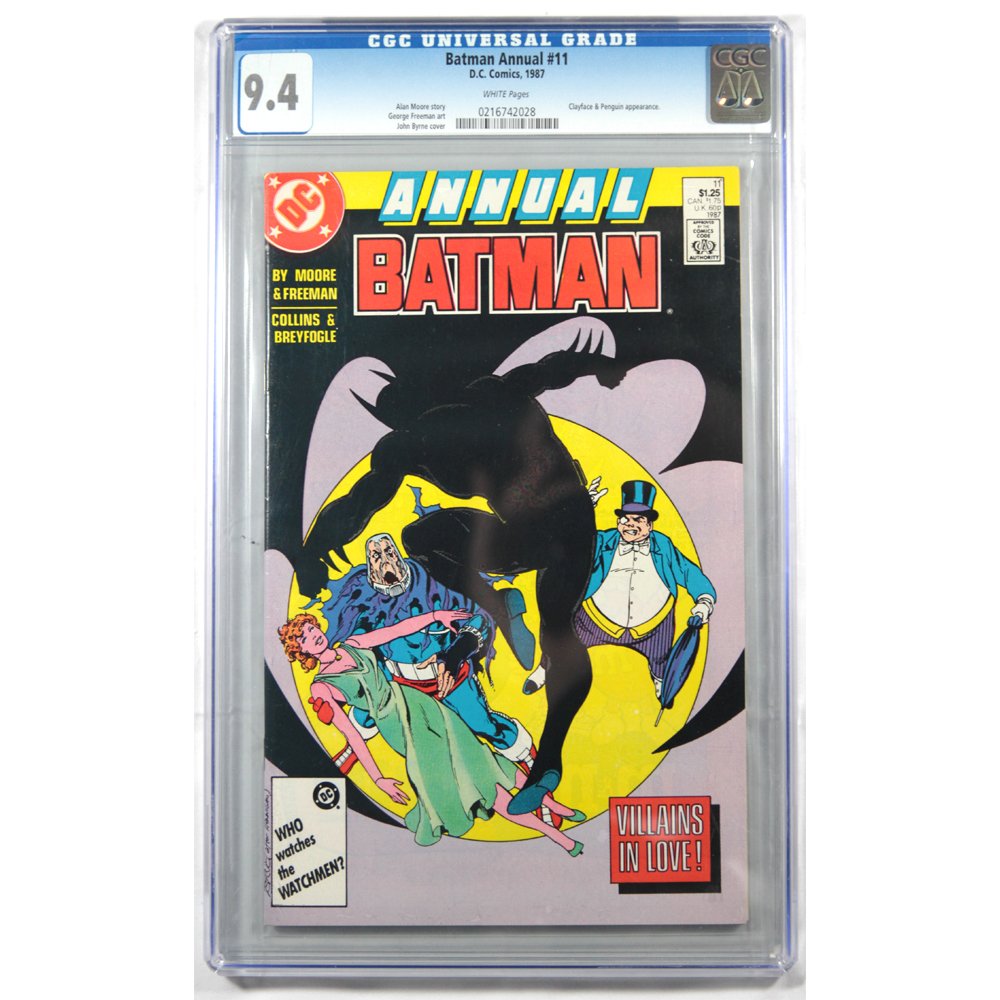 Batman Annual #11 1987 CGC Graded 9.4: Executive Editor Dick Giordano. Cover artists Ed Hannigan and John Byrne. Synopsis for "Mortal Clay" Preston Payne, "Clayface," falls in love with a store mannequin named "Helena" who he believes is a
