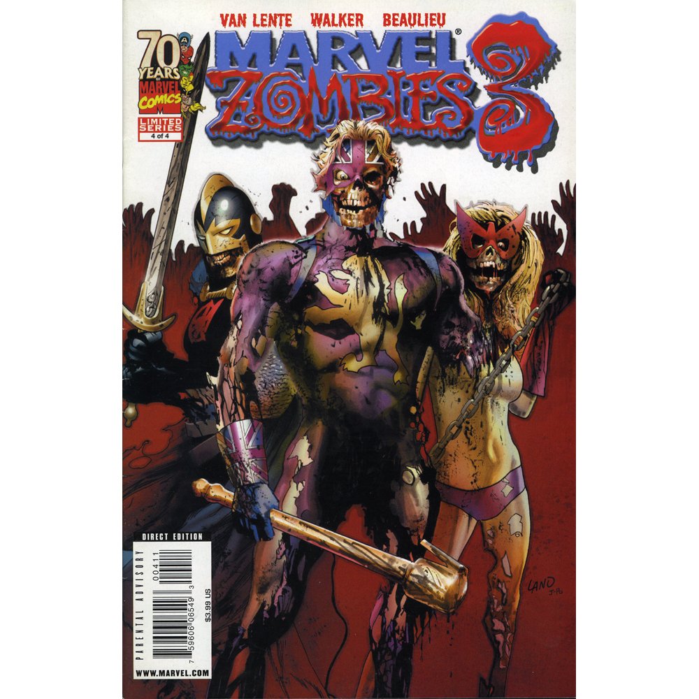 Marvel Zombies 3 #4 March 2009 (Excellent): Marvel Zombies 3 Volume 1 Issue #4 released in March 2009 and published by Marvel. Written by Fred Van Lente Penciled by Kev Walker Cover by Greg Land.