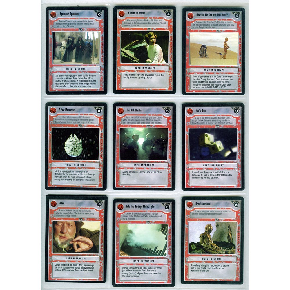 Set of 9 Star Wars Trading Cards (Excellent) (1 of 2)