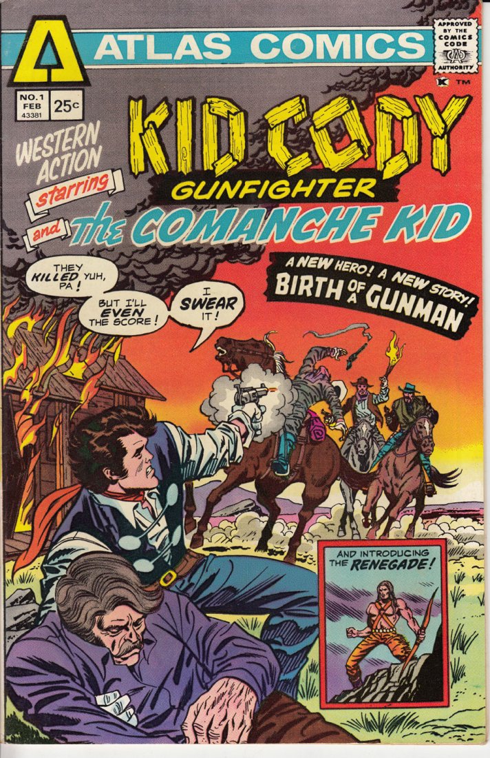 Kid Cody And The Comanche Kid #1 Feb 1995(Excellent): A "must have" for any serious western fan! Larry Lieber writes the "Kid Cody" story that is illustrated by Jonny Quest creator Doug Wildey! Better than average story and great art. The backup feature