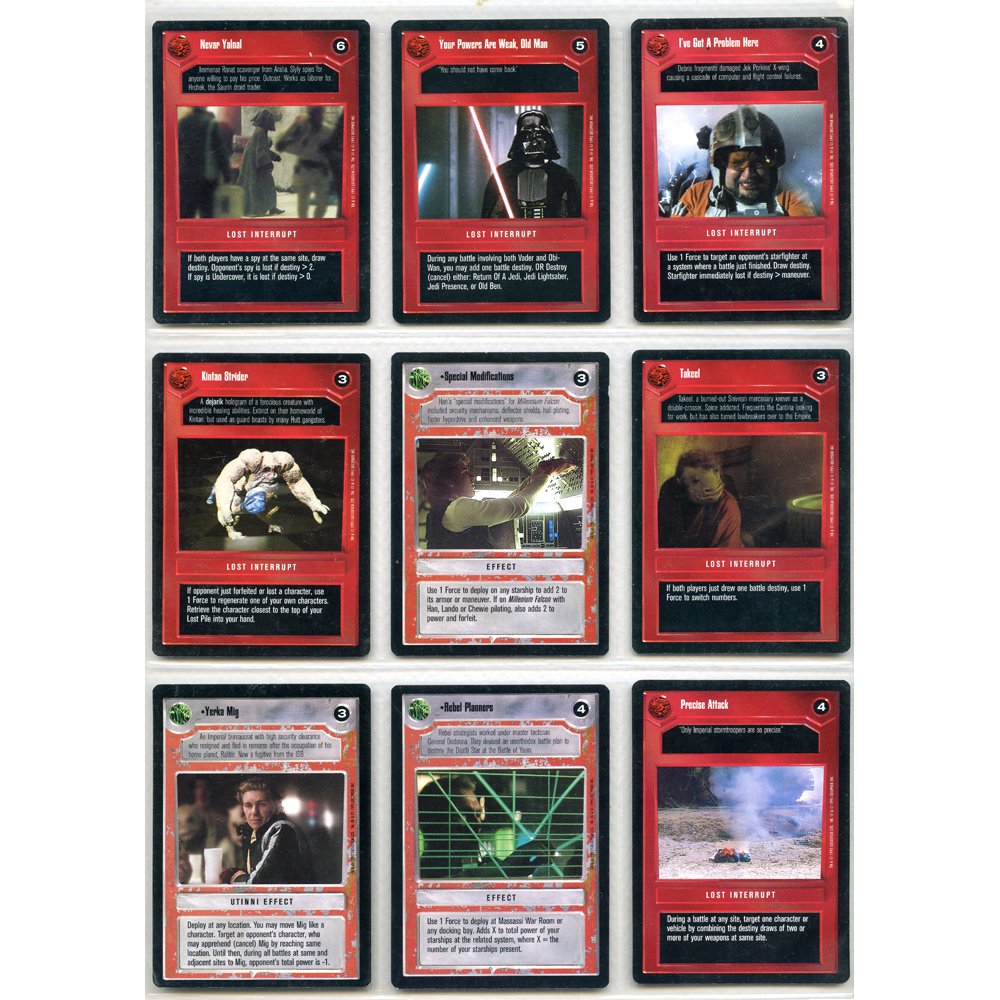 Set of 9 Star Wars Trading Cards (Excellent) (1 of 2)