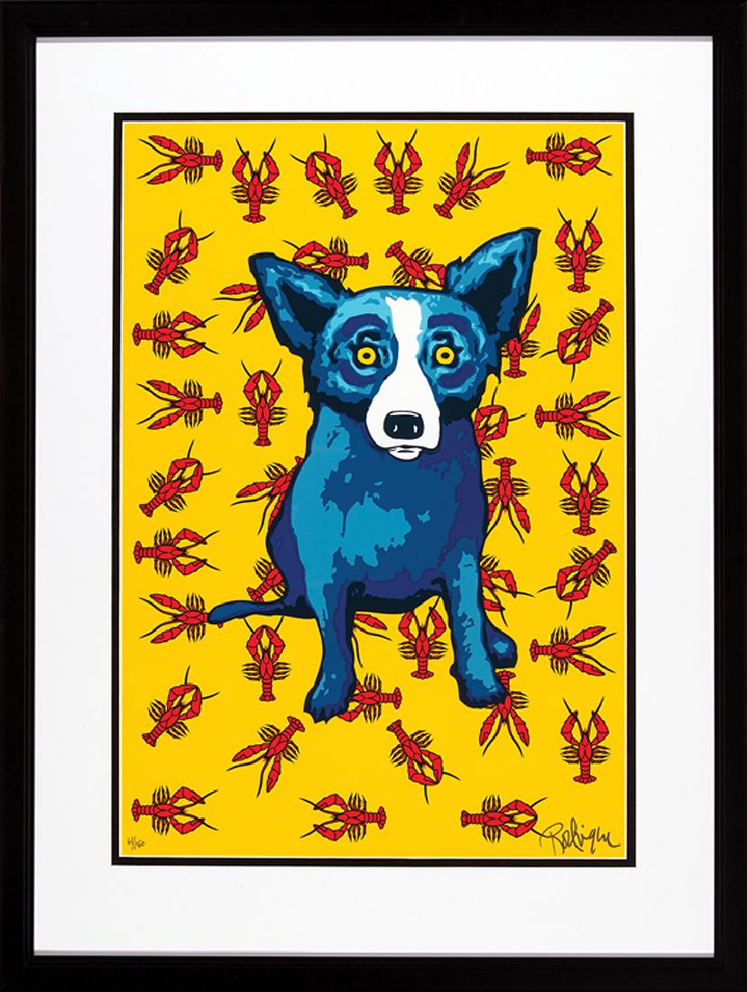 George Rodrigue (American/Louisiana, 1944-2013): George Rodrigue (American/Louisiana, 1944-2013), "Cajun Feast: Yellow", 2000, silkscreen on paper, signed and numbered "6/150" lower margin, edition of 150, 28 in. x 19 in., framed. Provenance: Collec