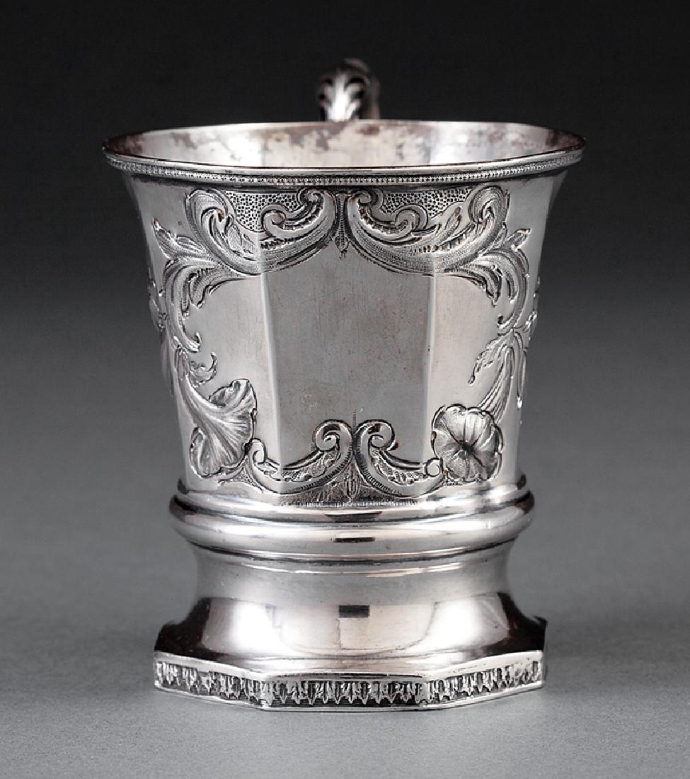 Natchez Coin Silver Cup, Cockrell: Natchez Coin Silver Cup, Samuel Cockrell (b. Dumfries, VA 1808, d. St. Francisville, LA 1895), act. Dumfries, VA pre-1838, Natchez 1838-1893, marked "S.COCKRELL" incuse and with pseudo hallmarks, tape