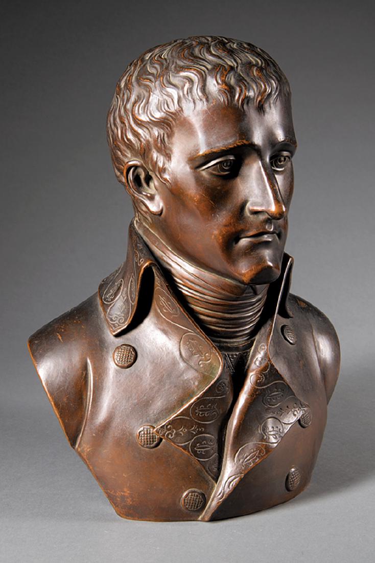 Bronze Bust of Emperor Napoleon: Bronze Bust of Emperor Napoleon, after Antonio Canova, signature inscribed "Canova FH" on shoulder truncation, h. 17 1/4 in., w. 13 1/4 in., d. 7 1/4 in
