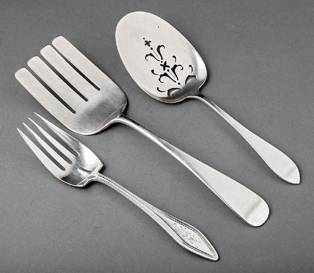 American Sterling Silver Hollowware and Flatware: Group of American Sterling Silver Hollowware and Flatware, 20th c., various makers, incl. Gorham circular tray (dia. 12 3/8 in.), Kirk dish (dia. 10 1/4 in.), 2 Randahl dishes (dia. 6 1/8 in. and 5 3/