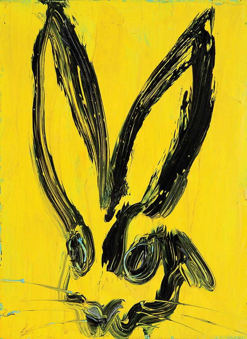 Hunt Slonem (American/Louisiana, b. 1951): Hunt Slonem (American/Louisiana, b. 1951), "Yellow Bunny", 2003, oil on board, signed, dated and inscribed en verso, 8 3/4 in. x 6 1/2 in., framed