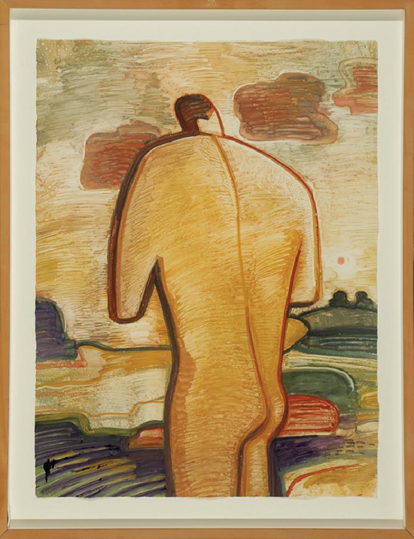 Robert Gordy (American/Louisiana, 1933-1986): Robert Gordy (American/Louisiana, 1933-1986), "Male Nude", monotype on paper, unsigned, 30 in. x 22 1/2 in., framed. Provenance: Arthur Roger Gallery, New Orleans, 1994; Koch Collection, Metairie, LA