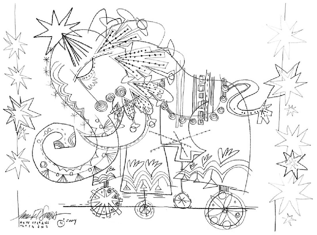 Mark T. Smith (American/Florida, b. 1968): Mark T. Smith (American/Florida, b. 1968), "New Orleans Elephant", 2009, graphite on paper, signed, monogrammed "M", titled and dated lower left, 22 1/2 in. x 30 1/4 in., unframed; accompanied by book