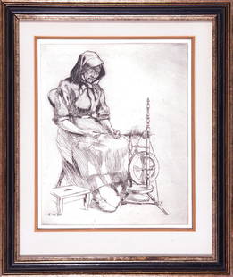Ellsworth Woodward (American/New Orleans, 1861): Ellsworth Woodward (American/New Orleans, 1861-1939), "Clotho, A Fate", etching, initialed lower margin, 10 3/4 in. x 8 1/2 in., framed