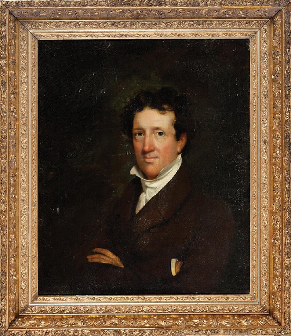 John Wesley Jarvis (British, 1781-1840): John Wesley Jarvis (British, 1781-1840, act. New Orleans, 1821-1834), "Portrait of Samuel Chambers Bell (b. 1805), husband of Eulalie Longer (b. 1811), New Orleans", oil on canvas, unsigned, artist st