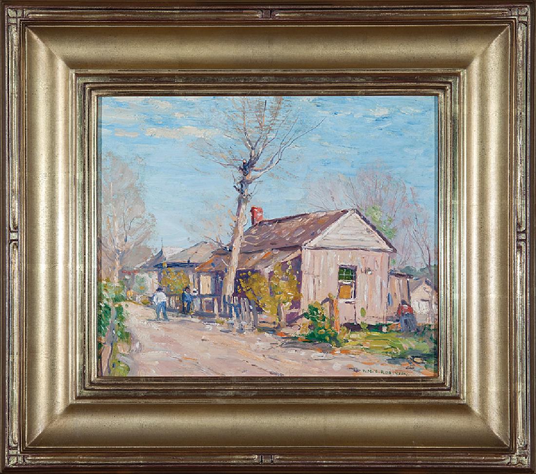 William S. Robinson (American/Mississippi, 1861): William S. Robinson (American/Mississippi, 1861-1945), "Biloxi - Mississippi", 1937, oil on board, signed lower right, signed, monogrammed, titled, dated "February-14-1937", printed artist biography a