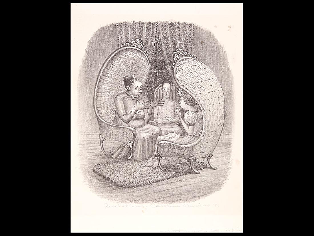 Caroline Wogan Durieux (American/Louisiana, 1896): Caroline Wogan Durieux (American/Louisiana, 1896-1989), "Revelations", 1944, lithograph on paper, pencil-signed, titled, dated and inscribed "printed by the artist - 20 prints" lower margin, 15 x 12 1