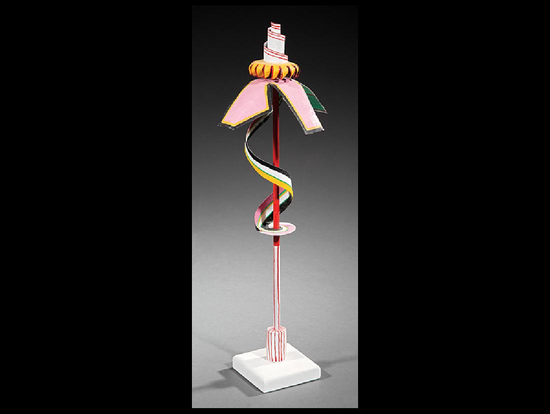 Ida Rittenberg Kohlmeyer (American/New Orleans): Ida Rittenberg Kohlmeyer (American/New Orleans, 1912-1997), "Totem", 1991, painted wood and paper sculpture, signed and dated on bottom of self-base, h. 15 in., w. 5 1/2 in., d. 5 1/2 in. Provenance: 