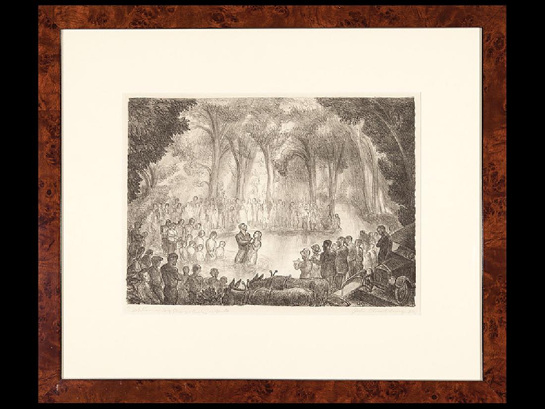 John Steuart Curry (American, 1897-1946): John Steuart Curry (American, 1897-1946), "Baptism in Big Stranger Creek (Cole 13)", 1932, lithograph, pencil-signed, titled, dated and inscribed "25 prints" lower margin, 9 3/4 in. x 13 1/2 in., fram