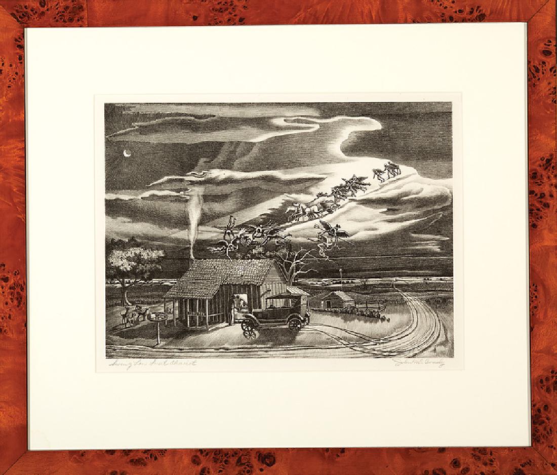 John McCrady (American/New Orleans, 1911-1968): John McCrady (American/New Orleans, 1911-1968), "Swing Low, Sweet Chariot", lithograph, monogrammed in plate lower right, pencil-signed and titled lower margin, 10 3/4 in. x 14 3/4 in., framed