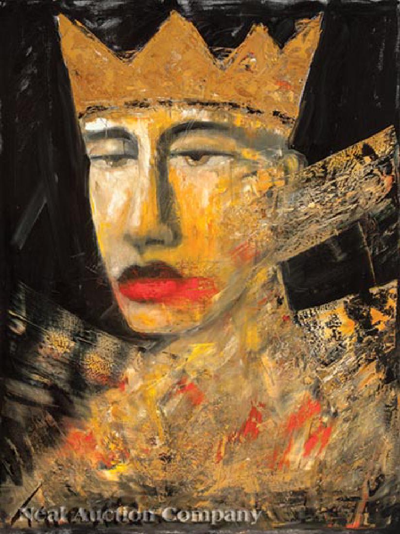 David Harouni (Iranian/New Orleans, b. 1962): David Harouni (Iranian/New Orleans, b. 1962), "Untitled", oil on gallery-wrapped canvas, signed lower left, 48 in. x 36 in., unframed