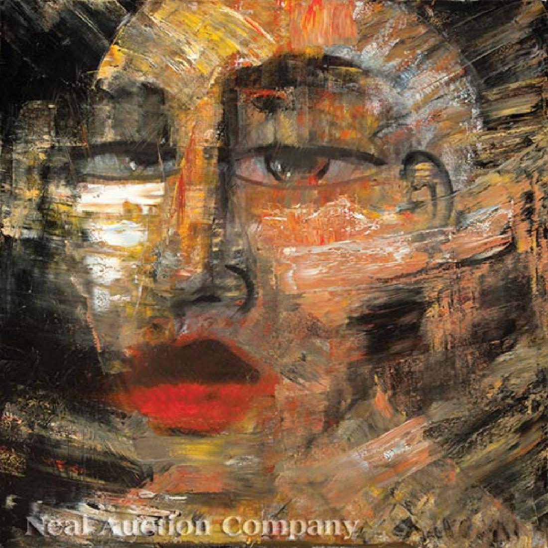 David Harouni (Iranian/New Orleans, b. 1962): David Harouni (Iranian/New Orleans, b. 1962), "Untitled", oil on gallery-wrapped canvas, signed lower right, 48 in. x 48 in., unframed