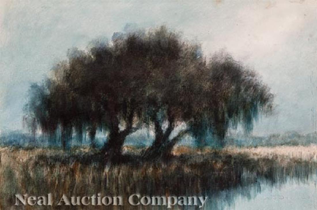 Alexander John Drysdale (American/New Orleans): Alexander John Drysdale (American/New Orleans, 1870-1934), "Louisiana Bayou", 1911, oil wash on board, signed and dated lower right, 12 in. x 18 in., framed