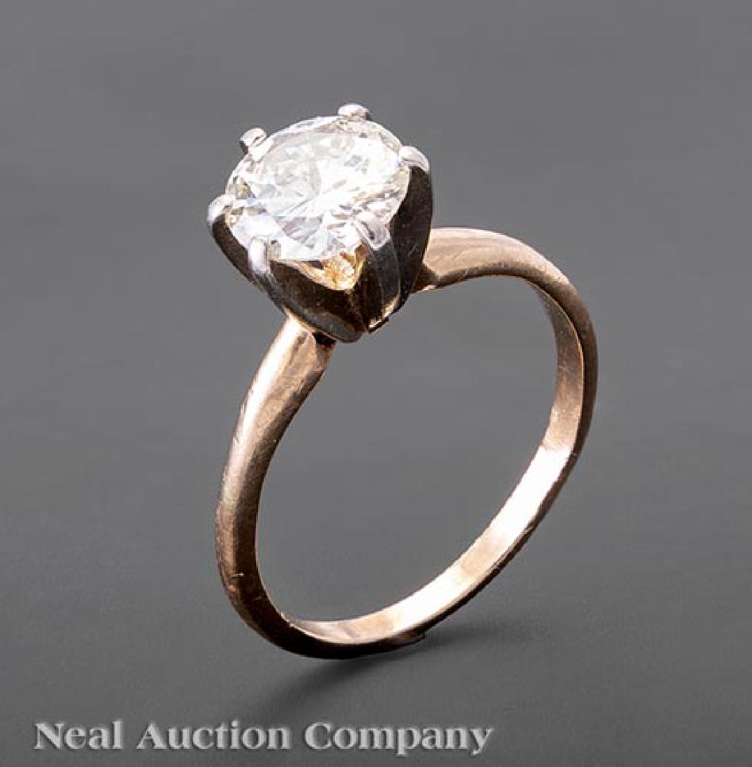 14 kt. Yellow Gold and Diamond Solitaire Ring: 14 kt. Yellow Gold and Diamond Solitaire Ring, set with round full cut diamond, approx. 1.50 ct., approx. VS-2