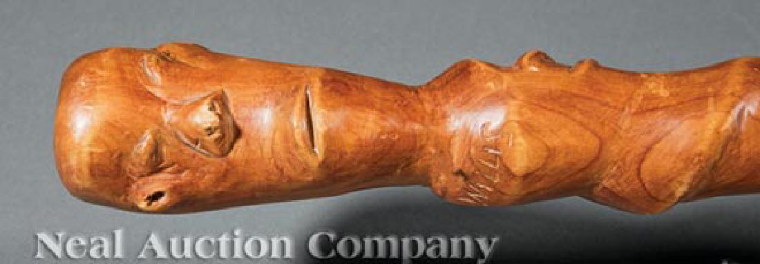 Luster Willis (American/Mississippi, 1913-1994): Luster Willis (American/Mississippi, 1913-1994), "Walking Stick", carved wood, signature incised on shoulder, h. 42 in. Provenance: Gilley's Gallery, Baton Rouge, LA; Finley Collection. Exh.: "Soul Pr